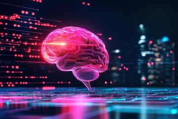 Fototapeta premium Dynamic Evolution of AI-Powered Content Curation: Abstract Visuals of Neural Networks in Real-Time Media Feed