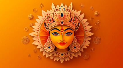 Beautiful Durga Puja and Happy navratri Indian festival decorative background