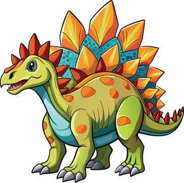 cartoon stegosaurus dinosaur green orange clip art preview