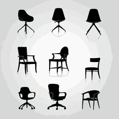 Chair set vector design black silhouette logo
