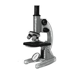 hand drawn microscope colored illustration