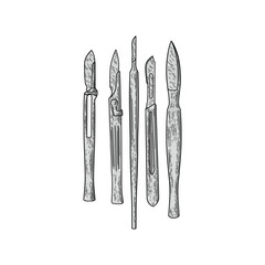 Scalpel hand drawn colored illustration