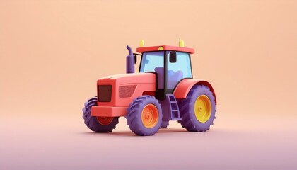 Obraz premium A colorful cartoon-style tractor design, perfect for agricultural themes, children's books, or educational materials.