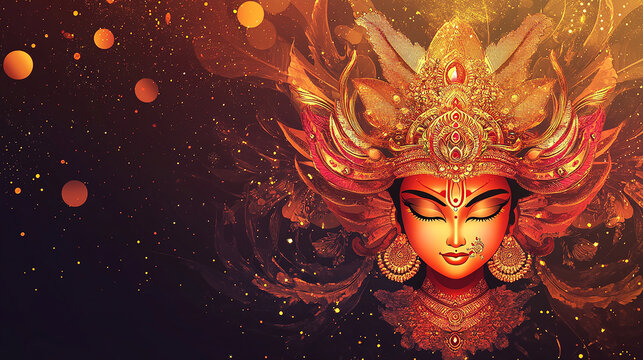Beautiful Durga Puja and Happy navratri Indian festival decorative background