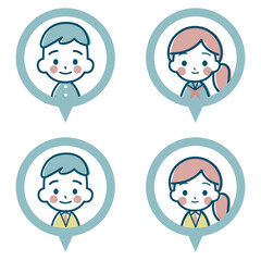 学生男女のシンプルなフレームアイコン
