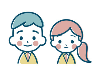 ブレザーを着た学生男女のシンプルキャラアイコン