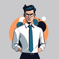 Fearfully disgusted business illustration man
