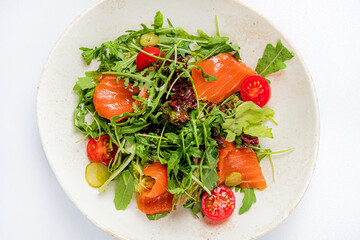 salad with tomatoes and salmon