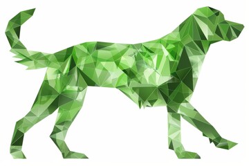 Obraz premium Playful geometric dog: a minimalist depiction of a green companion