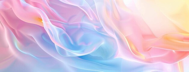 Obraz premium Colorful translucent fabric drapery background, soft pastel tones of pink, blue, and lavender, creating an ethereal and dreamy atmosphere, perfect for abstract design
