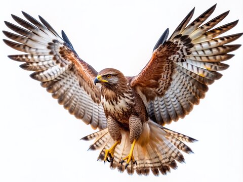 recommend clip art: Majestic buzzard perched and in flight, showcasing sharp talons and broad wings, isolated on transparent background, highlighting its powerful yet elegant avian features.