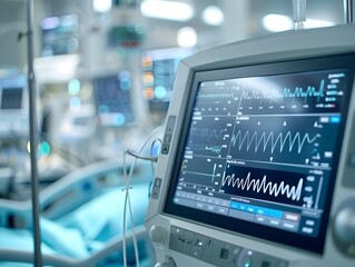 Fototapeta premium Interconnected Medical Devices and Smart Monitoring Systems Improving Patient Care in Healthcare Setting