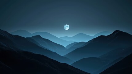 Moonlit Mountains Wallpaper. A dark mountain range under a moonlit sky.