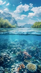 Vibrant Underwater Coral Reef Sanctuary with Diverse Marine Life