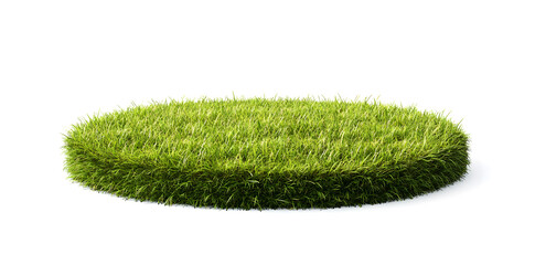 An isolated podium made of green grass, displayed on a white backdrop