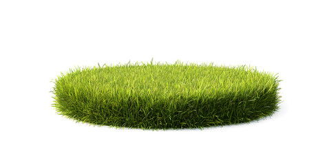An isolated podium made of green grass, displayed on a white backdrop