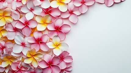 Beautiful arrangement of pink and white flowers with yellow accents on a light background, perfect for spring themes and designs.