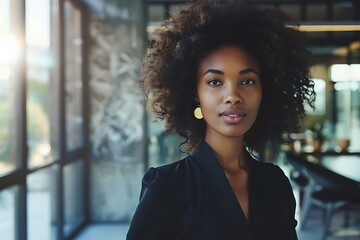 Sophisticated Woman in Designer Attire, Standing in a Modern Office, Stylish, Professional, Corporate, Fashion