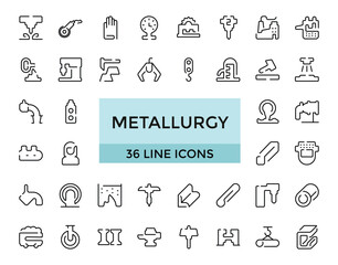 Metallurgy Thin Line Icons Set. Steel And Metal Tube Metallurgy Production Concept Linear icon, Outline icons collection. Simple and editable vector illustration.