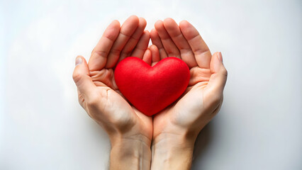 Obraz premium A tender gesture of holding a heart, representing the importance of heart health and emotional well-being.