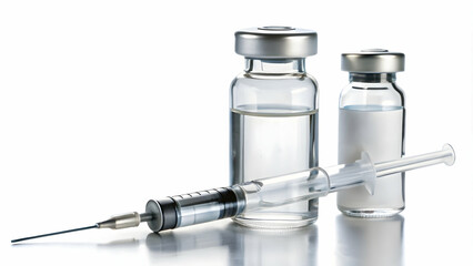 A sterile syringe and vials, ready for medical use.