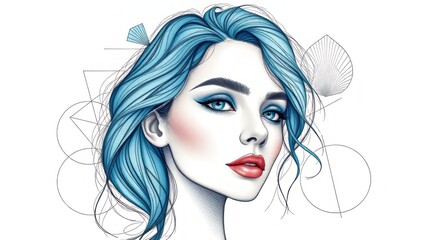 A concise array of geometric shapes and lines on a white background, featuring various algebraic symbols such as