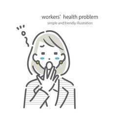 寝不足で疲れているビジネスパーソン　シンプルでお洒落な線画イラスト