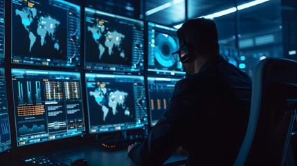 Cybersecurity Monitoring Interface Tracking Global Cyber Threats in Secure Data Center