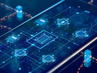 Digital Blockchain Ledger Showing Secure Encrypted Transaction History on Tablet