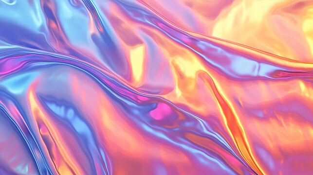 Fototapeta Colorful holographic background with neon pastel rainbow colors and an abstract gradient offering a bright futuristic foil style for covers and glasslike reflections