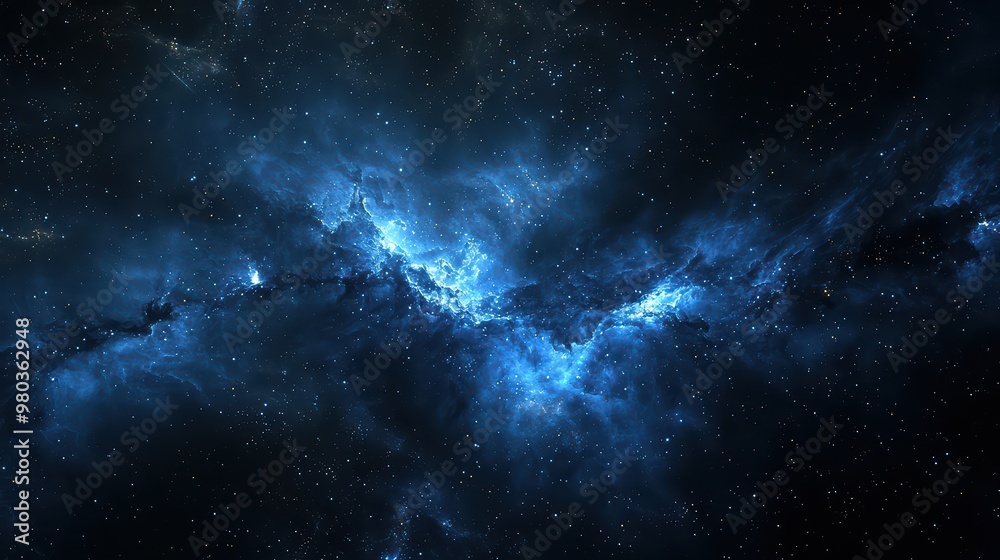 Wall mural dark space nebula wallpaper. a deep space scene with a dark nebula and distant stars.