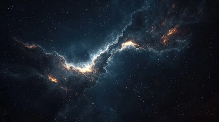 Fototapeta premium Dark Space Nebula Wallpaper. A deep space scene with a dark nebula and distant stars.
