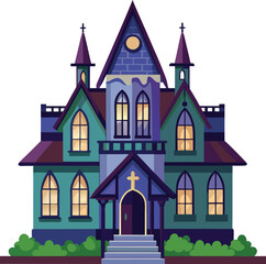 Obraz premium Mysterious Gothic House Vector – Available on EPS File 