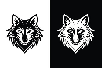 Wolf head Vector illustration. Wolf head logo vector black white background