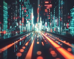 Futuristic Financial Hub with Encrypted Data Streams and Cybersecurity Concept