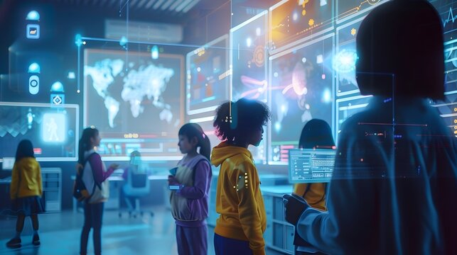 AI Powered Virtual Classroom with Futuristic 3D Models and Diverse Student Engagement