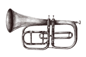 Hand drawn trumpet sticker design element © Rawpixel.com