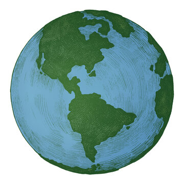 Cartoon globe vintage sticker png