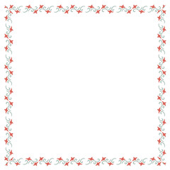 Squared red and green leafy frame design element