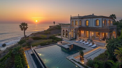 Fototapeta premium Luxury Real Estate Portfolio: Depict a portfolio of luxury properties, including mansions, penthouses, and villas, showcasing high-end real estate investment options.