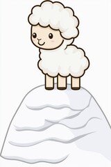 Fototapeta premium Cute Cartoon Lamb Standing on a Hilltop