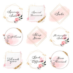 Sale badge png flower frame set