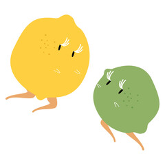 Lemon, lime png sticker, fruit, ingredient illustration on transparent background