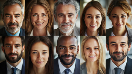 Obraz premium A group of people with different ages and genders are smiling for the camera. Concept of unity and positivity, as everyone appears to be enjoying the moment and sharing a friendly smile