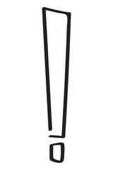 Exclamation mark png, doodle line icon in transparent background