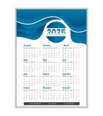 Modern 2025 wall calendar design template