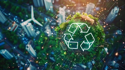 Fototapeta premium AI Driven Circular Economy Efficient Resource Management and Eco Conscious Consumerism