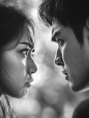 Fototapeta premium Intense Love Moment - Two People Looking Deeply into Each Other's Eyes