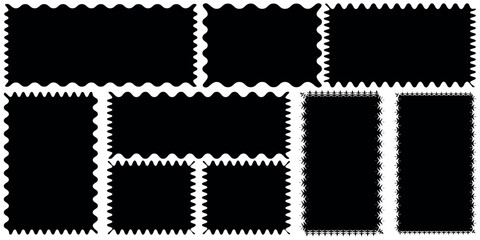 Zig zag Wavy Edge Rectangle Shapes Set. Vector Jagged Geometric Rectangular. 