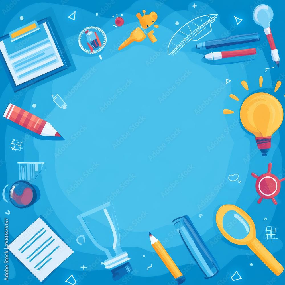 Poster frame or border design for youth tech education: includes stem career learning aspects. showcases pr